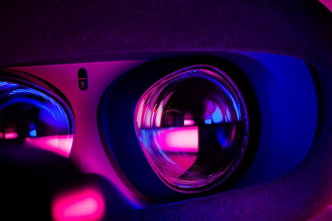 View of the lenses on an Oculus Quest headset